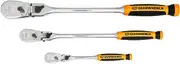 GEARWRENCH 1/4-inch, 3/8-inch and 1/2-inch Drive 90 Tooth Dual Material Locking Flex Head Ratchet 3-Pieces Set, Multi, One Size, 81298T