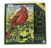 Cardinal Bird Glass Mosaic Style 500 Pc Jigsaw Puzzle BigBen Luxe Cynthie Fisher