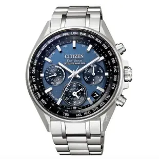 【CITIZEN 星辰】光動能輕量鈦金屬GPS衛星對時潮男腕錶-藍44mm(CC4000-59L 廣告款 碼錶計時 萬年曆)