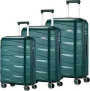 [MAZAM] 3pcs Luggage Set with Lock 20" 24" 28" Hard Shell Luggage Set Green
