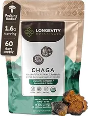 Organic Super Chaga Mushroom Powder Extract: 100 g 100% Wildcrafted Fruiting Body. Small Batch, Produced Fresh. Potent Feel The Difference!