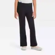 Cat & Jack Girl's Size XS (4-5) Pull On Sparkle Flare Ponte Pants Black