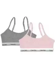 Calvin Klein Adjustable Cropped Bras Big Girls L Pink/Gray Scoop Neck - 2-Pc.