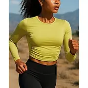 Women's Running Shirt Ruched top Short Long Sleeve Top Athleisure Fall Breathable Quick Dry Lightweight Tennis Golf Running Sportswear Activewear Solid Colored