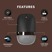 AZIO IZO BT 5.0 and RF 2.4G Optical Mouse (Black Willow)