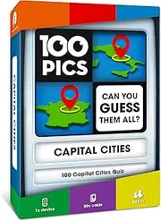 100 PICS Capital Cities Quiz Game - Educational Travel Trivia Flash Card Puzzle Games for Kids and Adults Learning Geography