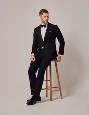 Hawes & Curtis Black Wool Tailored Fit Dinner Suit | 1913 Collection Size: One Size
