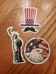 Bald Eagle, Uncle Sam, Statue of Liberty Lot of 3 Stickers Decal Freedom America