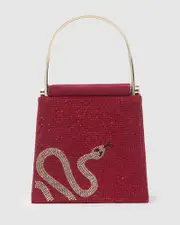 Red Joanna Snake Metal Handle Mini Bag