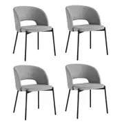 Oikiture 4x Armchair Dining Chair Accent Chairs Tub Armchairs Fabric Grey&Black