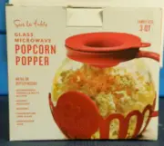 NIB EPOCA SURLA TABLE 3 QT. FAMILY SIZE GLASS MICROWAVE POPCORN POPPER MAKER