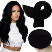 Black Weft Hair Extensions Human Hair Straight Hair Weft 10 Inch # 1 Jet Black