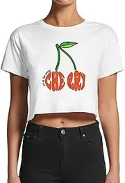 [Smartprints] Women's Cherry Fashion Slogan Crop Top -Image by Shutterstock