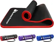 METEOR NBR Yoga Mat with Woven Edge Design - 10mm Thick Exercise Mat for Yoga, Pilates, Gym - Non-Slip, Extra Cushioning, 183cmx61cm - Includes Carrying Strap