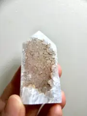 Natural quartz crystal rosy matte geode agate point tower polished 302