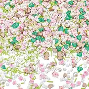 SUNNYCLUE 100G Christmas Sprinkle Polymer Clay Slices Bulk Green White Faux Round Pearl Beads Candy Xmas Tree Snowflake Mini Decorations Sprinkles for Nail Art Cake Phone Case DIY Crafts Accessories