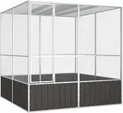 Bird Cage, Parrot Cages for Large Birds, Outdoor Extra Large Bird Cage, Suitable for Macaws Canaries Parrots Budgie Lovebirds, Anthracite 213.5x217.5x211.5 cm Galvanised Steel