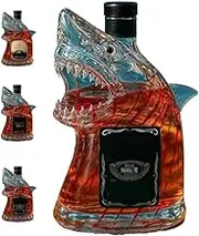 Sherum Bruce The Shark, Jaws 50th Anniversary Whiskey Bottle, Shark-Shaped Glass Decanter, Limited Edition Collector Gift, for Men, Unique Animal Wine Bottle for Bar Decor