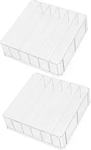 HOODANCOS 2 Pcs Multi Grid Acrylic Cash Storage Box Transparent Money Organizer with Compartments for Efficient Space Use Desks and Countertops Stylish Cash Tray for and Coins