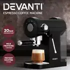 Devanti 20 Bar Coffee Machine Espresso Maker Milk Frother Cappuccino Cafe Black