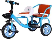 Children's Two-Seater Tricycles, with Passenger Seat Kids Tricycle,Adjustable Handlebars and Rear Seat,for 1-6 Years Boy and Girl Gifts,Preschool Playground Equipment(Blue)