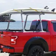 Truck Rack 363lbs Capacity 19-34in Adjustable Height Aluminum Ladder Rack for Truck with 8 Non-Drilling C-clamps Heavy Duty Truck Bed Rack Two-Bar Set