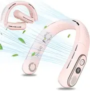 Portable Neck Fan, 2023 NEW Foldable Hands Free Bladeless Fan, 360°Cooling Airflow 4000 mAh USB Rechargeable Wearable Personal Fan with LED Display/ 3 Adjustable Speeds for Home, Office, Travel【Pink】