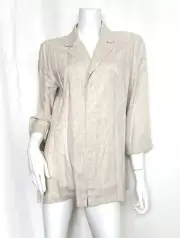 Fun2Fun Tie Back Lightweight Open Front Jacket Rayon Linen Sz M Tan