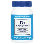 The Vitamin Shoppe, Vitamin D3, 25 mcg (1,000 IU), 100 Softgels