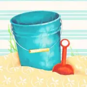 Oopsy Daisy Shovel and Blue Pail Stretched Canvas Wall Art, 21x21"