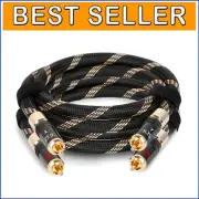 Durable 3.2ft RCA Male to Male Cable with Gold-Plated Connectors - Ultra-Premium