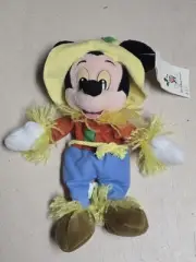 VINTAGE Disney World Mickey Mouse as Scarecrow 8" Halloween Plush Toy w/ WDW tag