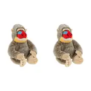 2x Keeleco Mandrill Soft Stuffed Animal Plush Kids/Child Play Toy 25cm Brown 3+