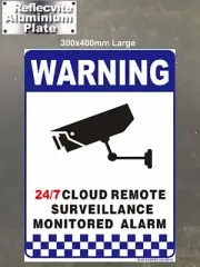 big Metal Reflective Aluminium Warning CCTV Security Surveillance Camera SIGNS