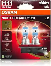 DAMA Automotive Lighting Halogen Headlight Bulbs H11 Night Breaker 220 64211Nb220-2Hb 3900K 12V 62W Pgj19-2, Pack of 2