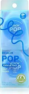 REACH POP Dental Floss | Vegan Wax & PFAS-Free | Durable & Shred Resistant | Slides Smoothly & Easily | Effective Plaque Removal | Blue Color Floss | Mint, 54.7 YD, 2pk