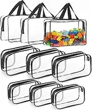 9 Packs Toy Storage Bags Clear PVC Organizing Bags With Zipper Reusable Travel Waterproof Organizer Bags for Toys,Books,Building Blocks,Puzzle