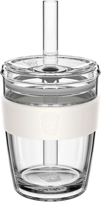 Longplay Cold Cup - Double Wall Glass Ice Coffee Tumbler with Lid and Straw - 12