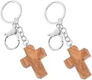 [WESIEVYA] 2pcs Olive Wood Keychain Key Chains for Men Wooden Key Chain Pendant Backpack Keychains for Keychain Cute Key Rings Keychain Accessories for Men Key Chain for Men Bag Charms