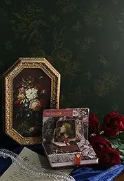 [Dimoon] 78.7"×17.3”Floral Peel and Stick Wallpaper Dark Green Golden Contact Paper Leaf Waterproof Butterfly Wall Paper Thicken Removable Vintage Self Adhesive Cabinets Shelf Liner Decal Vinyl Roll