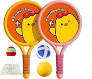Kids Badminton Racket Set,1 Pair Kids Sport Set Badminton Racket with Balls - Children Aged 3 Years Sport Game Parent-Child Interaction for Playground, Park