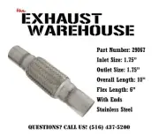 1.75" X 6" X 10" Exhaust Warehouse Flex Pipe With Ends Heavy Duty Double Braided