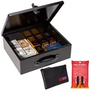 Fireproof Document Box with Key Lock & Fireproof Money Bag & Fire Blankets,Fi...