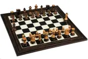 Combo of 1959 Russian Zagreb Staunton Chess Set in Burnt & Boxwood/ Chess Board