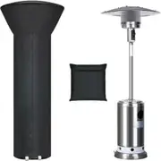 210D Patio Heater Cover, Standup Outdoor Round Heater Covers with Storage Bag, Oxford Fabric Windproof & Waterproof Heater Covers with Zipper and Drawstring, 89'' H x 33" D x 19" B, Black
