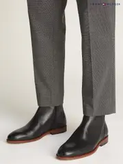 Tommy Hilfiger Black Leather Zip Chelsea Boots (AW8477) | $346