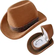 [Generic] Cowboy Hat Shaped Ring Box | Portable Ring Bearer Box,Box Gift Jewelry Case Gift Boxes for Wedding, Engagement, Valentine's Day Birthday and
