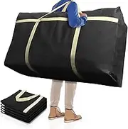 4 Pieces Extra Large Moving Bag, 150L Heavy Duty Storage Bag with Strong Zipper Handles, Black Jumbo Comforter Storage Tote Organizer for Clothing, Pillow, Quilt, Blanket, Space Saving