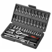 46PCS Metric Socket Set – 1/4" Drive Ratchet Wrench with Torx, Hex & Extension B