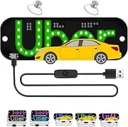 LED Light Signs for Car, Taxi Windshield Sign Car with Suction Cups Touch Dimmer on Window (Green)